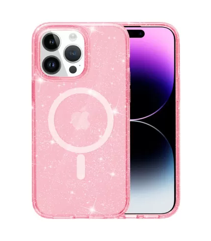 Prozirna gliter MagSafe silikonska maskica za iPhone 15 Pro