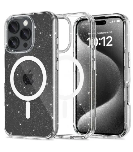 Prozirna gliter MagSafe silikonska maskica za iPhone 16 Pro Max