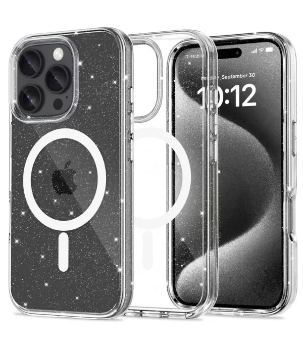 Prozirna gliter MagSafe silikonska maskica za iPhone 16 Pro