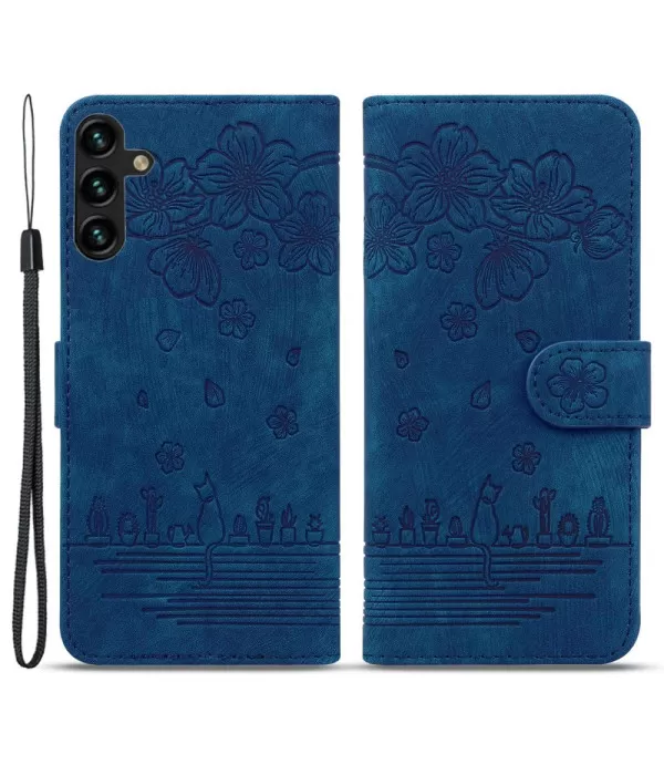 Maca i cvijeće dizajn preklopna zaštitna torbica Samsung Galaxy A14 5G