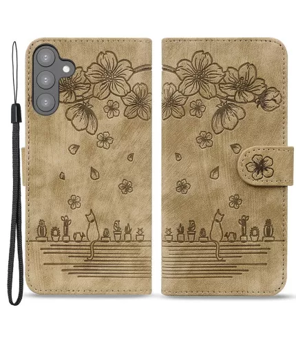 Maca i cvijeće dizajn preklopna zaštitna torbica Samsung Galaxy S23 5G