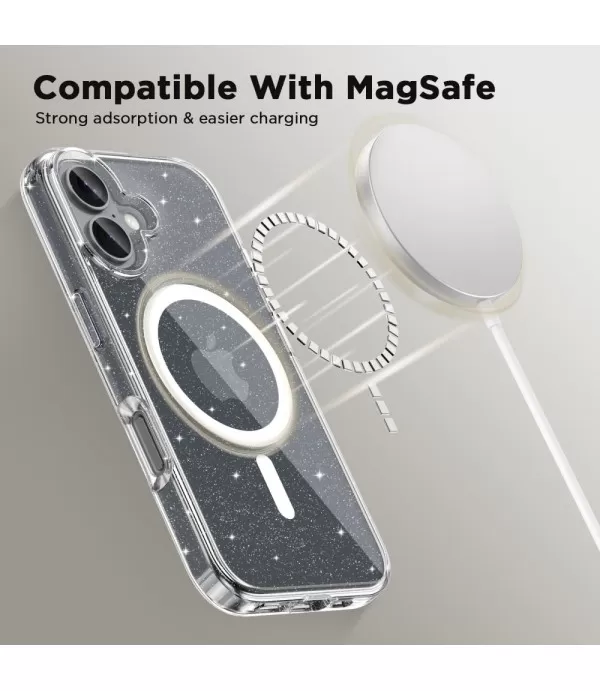 Prozirna gliter MagSafe silikonska maskica za iPhone 16