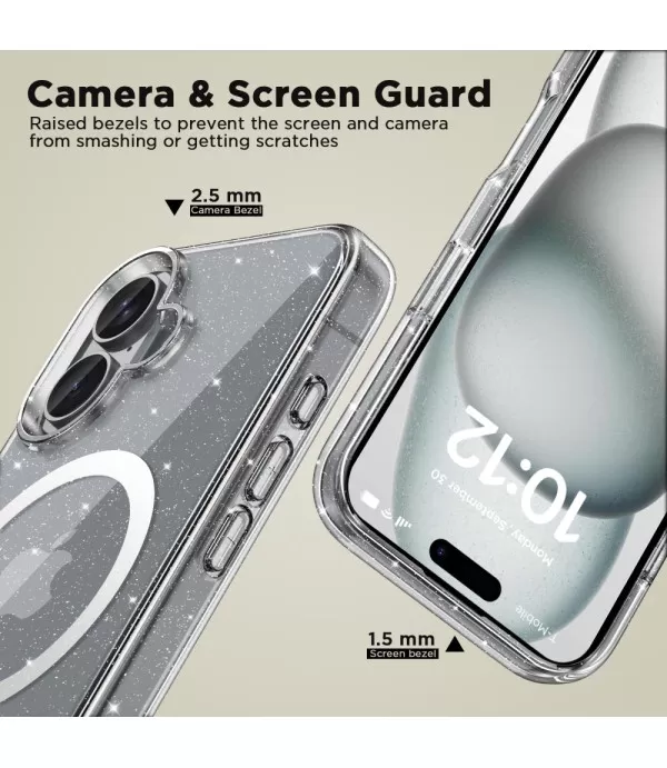 Prozirna gliter MagSafe silikonska maskica za iPhone 16