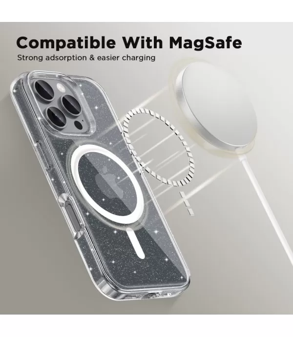 Prozirna gliter MagSafe silikonska maskica za iPhone 16 Pro