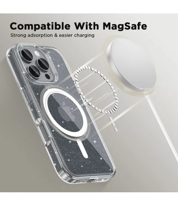 Prozirna gliter MagSafe silikonska maskica za iPhone 16 Pro Max