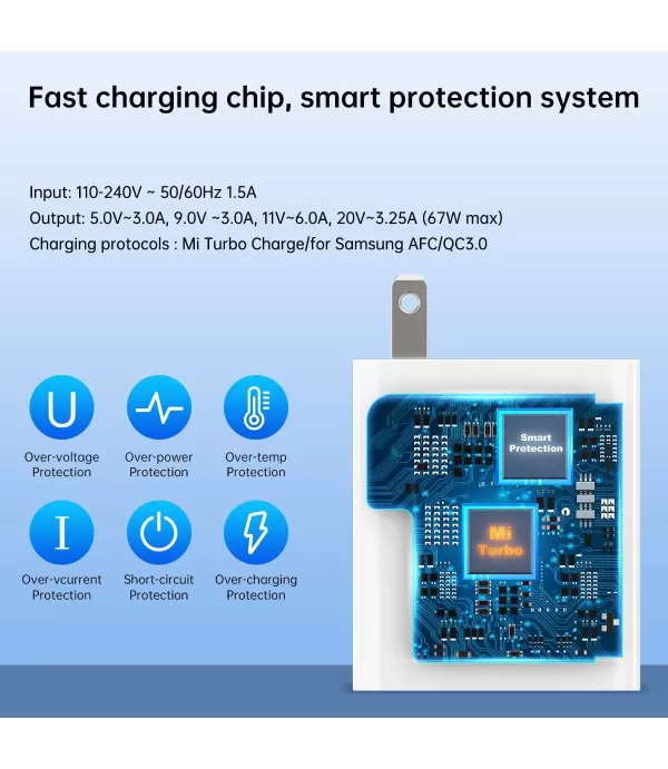  XIAOMI MDY-12-EU 67W kućni punjač s Type-C kabelom za punjenje BULK