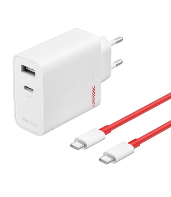 Originalni OnePlus SuperVOOC GaN USB-C + Type C adapter za napajanje - 80W