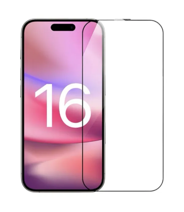 RURIHAI premium zaštitno staklo s crnim rubom za iPhone 16 Pro Max