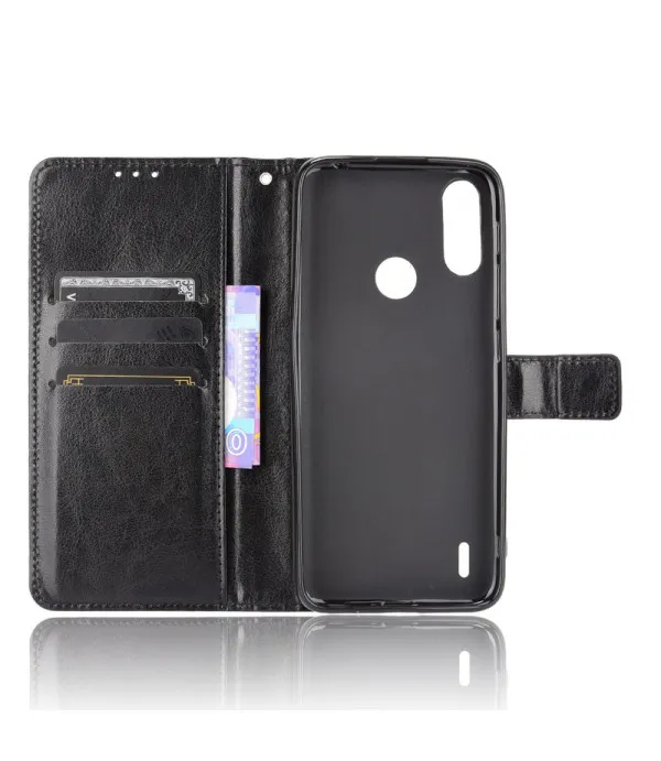 Crazy Horse preklopna torbica s novčanikom za Motorola Moto E7 Power