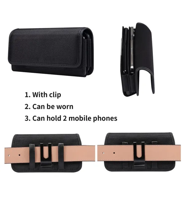 Univerzalna horizontalna torbica za remen 6,7–6,9" – Dual Phone Oxford Nylon