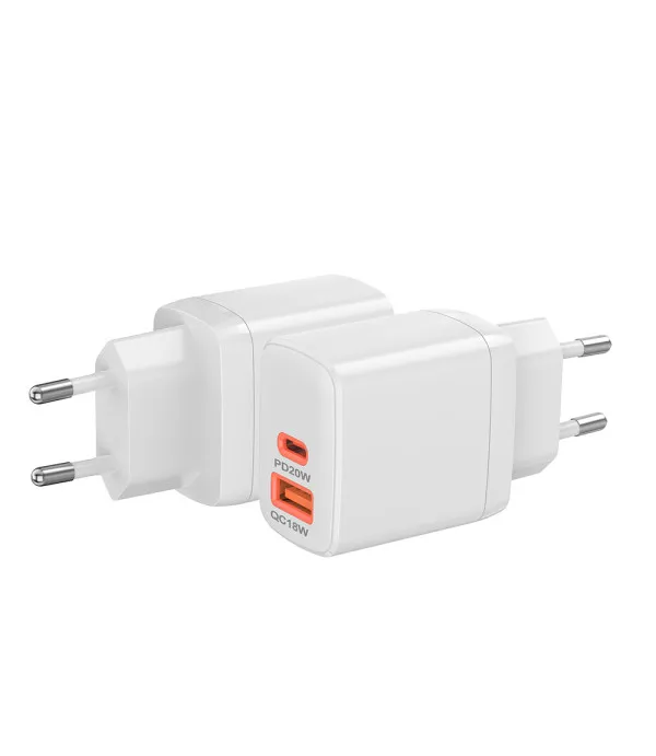 Techsuit Duonix20W CH2 GaN mrežni punjač 20W USB-C + USB