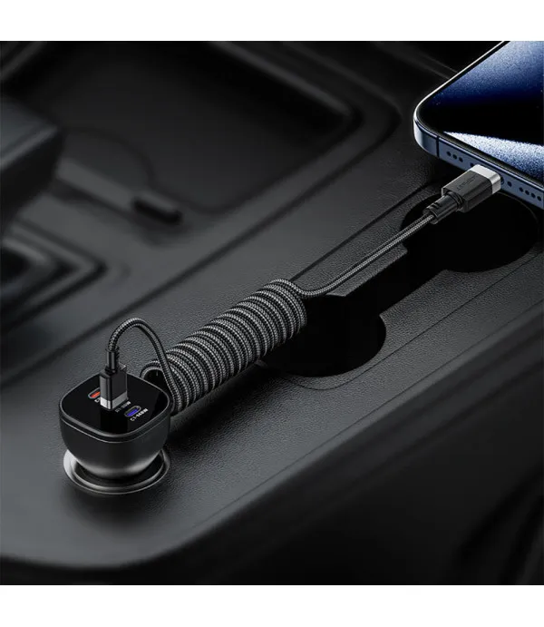 ACEFAST C14-04 USB-A na USB-C spiralni kabel za punjenje i prijenos podataka 1.2m - Crni