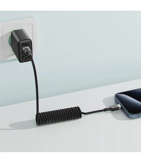 ACEFAST C14-03 USB-C na USB-C spiralni kabel 60W 3A 1.2m
