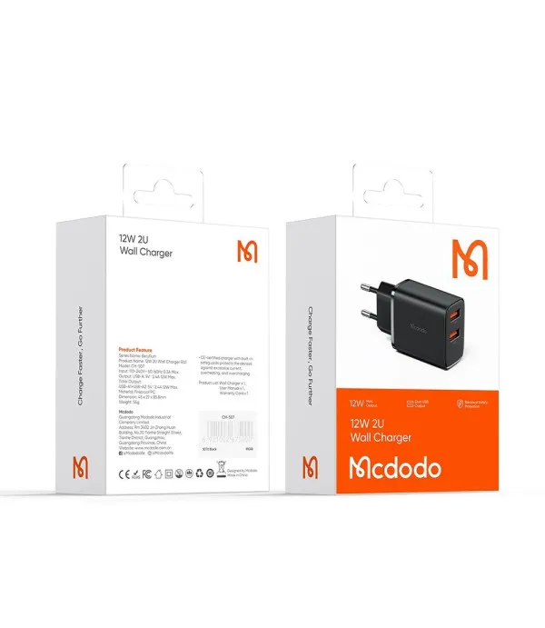 Mcdodo Beryllium Series CH-5070 kućni punjač 2x USB-A 12W