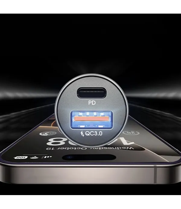 Lisen auto punjač USB-A + USB-C PD 36W s Type-C kabelom