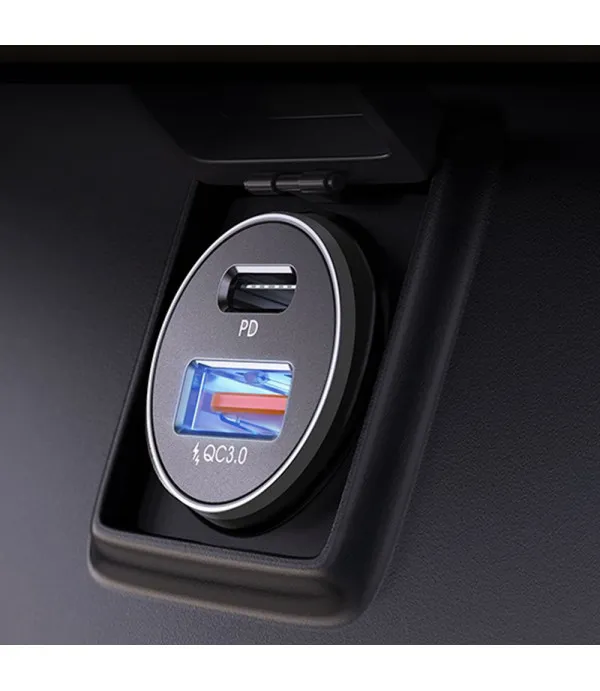 Lisen auto punjač USB-A + USB-C PD 36W s Type-C kabelom