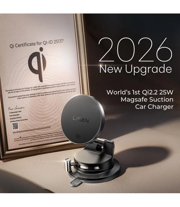 Lisen W608 Pro magnetski auto nosač s Qi2.2 bežičnim punjačem 25W