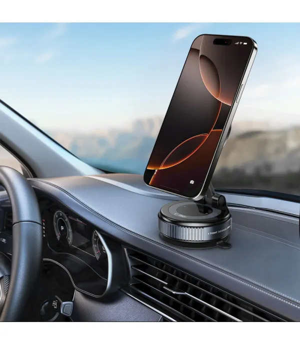 Magnetni držač za mobitel u automobilu – aluminijski, rotirajući s 360° podešavanjem