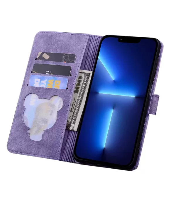 Preklopna torbica Maca i cvijeće za iPhone 16 Plus