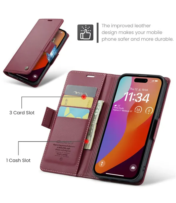 CASEME 023 kožna novčanik torbica za iPhone 16 Pro