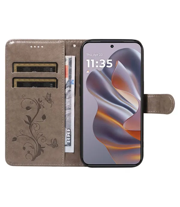 Moto Edge 50 Neo novčanik torbica s cvjetnim i leptir dizajnom