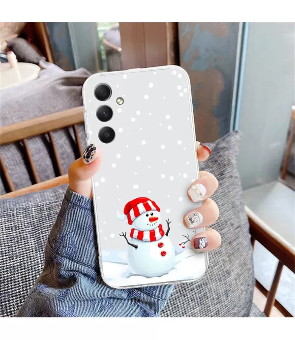 Silikonska prozirna maskica s božićnim snjegovićem za Samsung Galaxy A55 5G