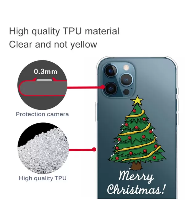 Silikonska prozirna maskica sa uzorkom Božićnog snjegovića za iPhone 14 Pro Max