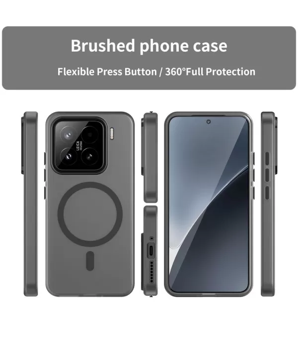 Prozirno crna MagSafe silikonska maskica za Xiaomi 15 5G