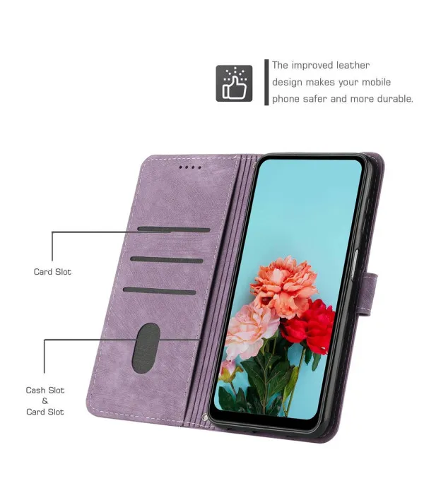Preklopna torbica s linijskim uzorkom za Xiaomi Redmi Note 14 4G