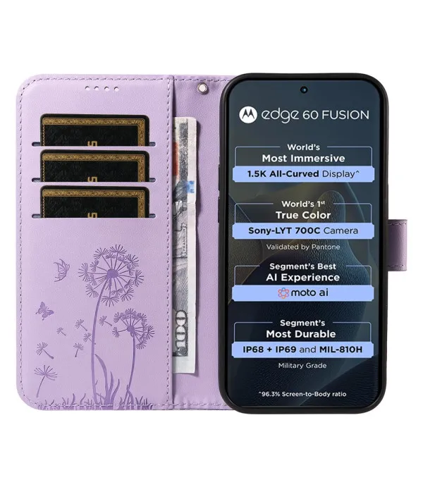 Novčanik preklopna torbica s maslačak uzorkom za Motorola Edge 60 / Edge 60 Pro / Edge 60 Fusion