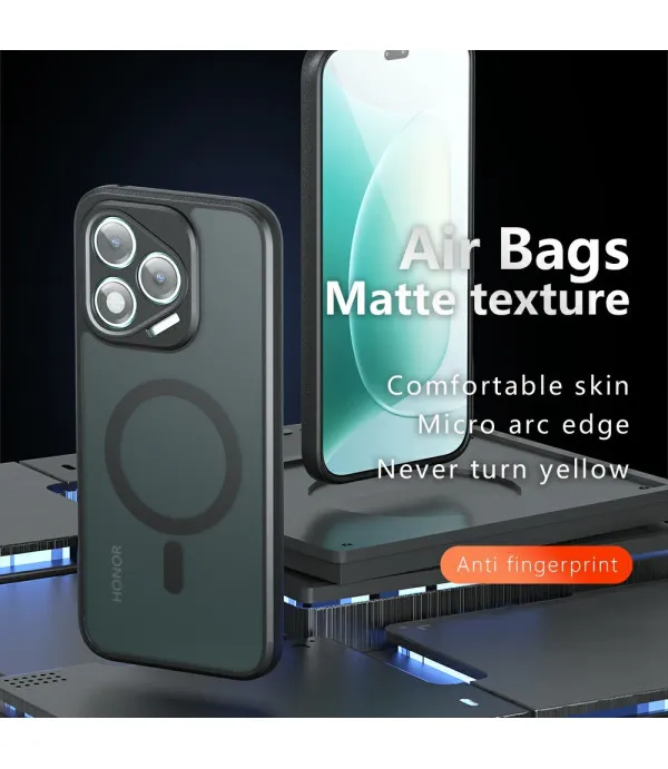 Matt prozirna crna MagSafe TPU maska za Honor 400 Lite