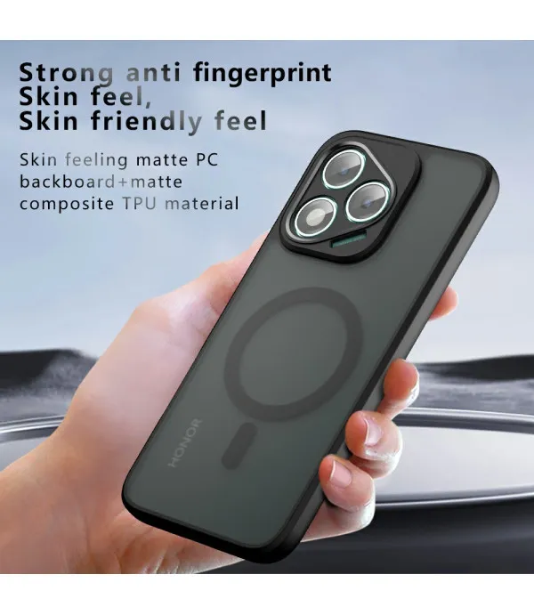 Matt prozirna crna MagSafe TPU maska za Honor 400 Lite