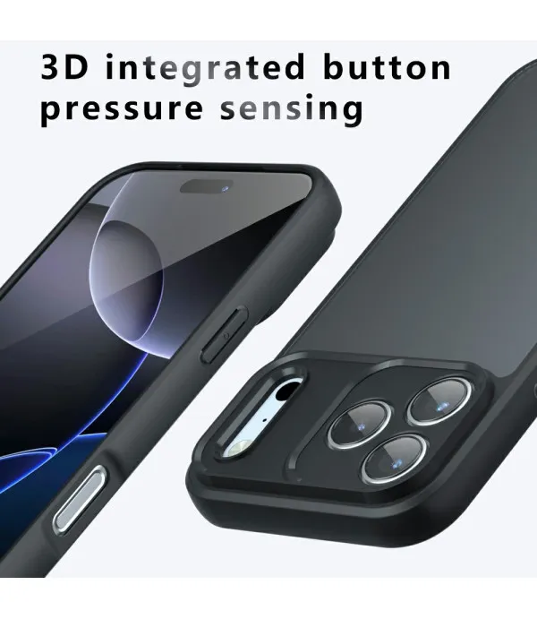 Maskica za iPhone 17 Pro – Skin-Touch TPU + PC, mat crna prozirna