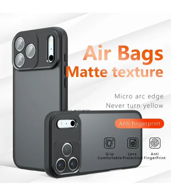 Maskica za iPhone 17 Pro Max – Skin-Touch TPU + PC, mat crna prozirna