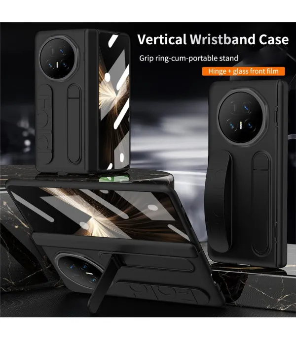 Kickstand Wristband Hard PC maska za Honor Magic V5 5G – Crna