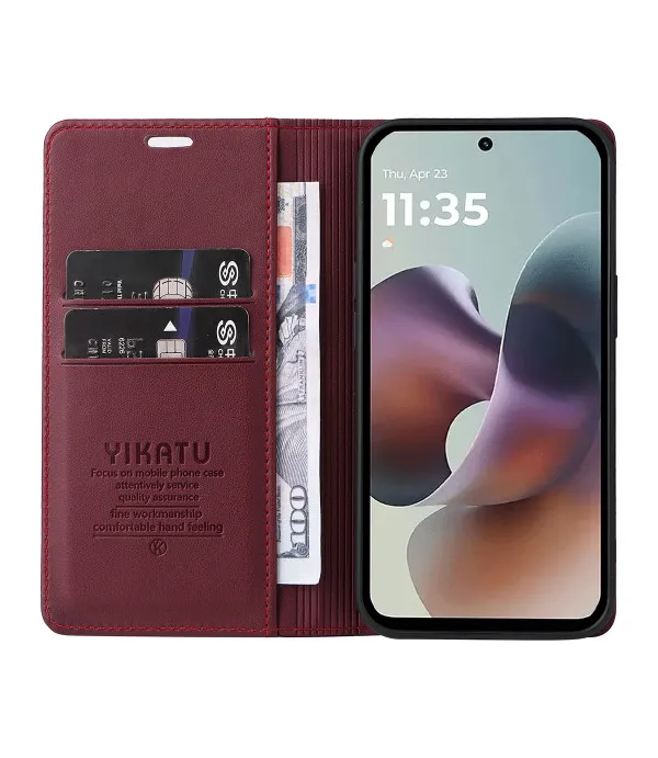 YIKATU preklopna PU kožna maskica s magnetnim zatvaranjem za Motorola Moto G56 5G