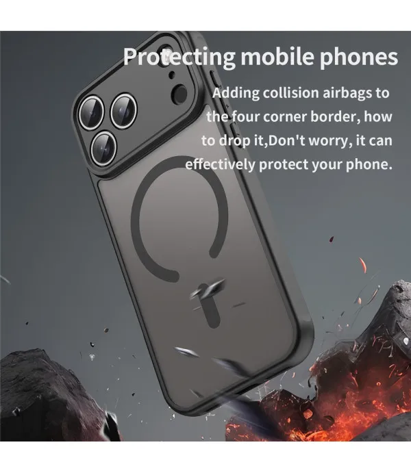 MagSafe maskica za iPhone 17 Pro Max crna s mat prozirnim leđima