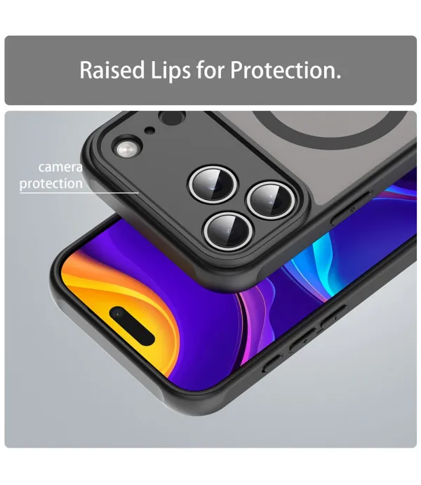 MagSafe maskica za iPhone 17 Pro Max crna s mat prozirnim leđima