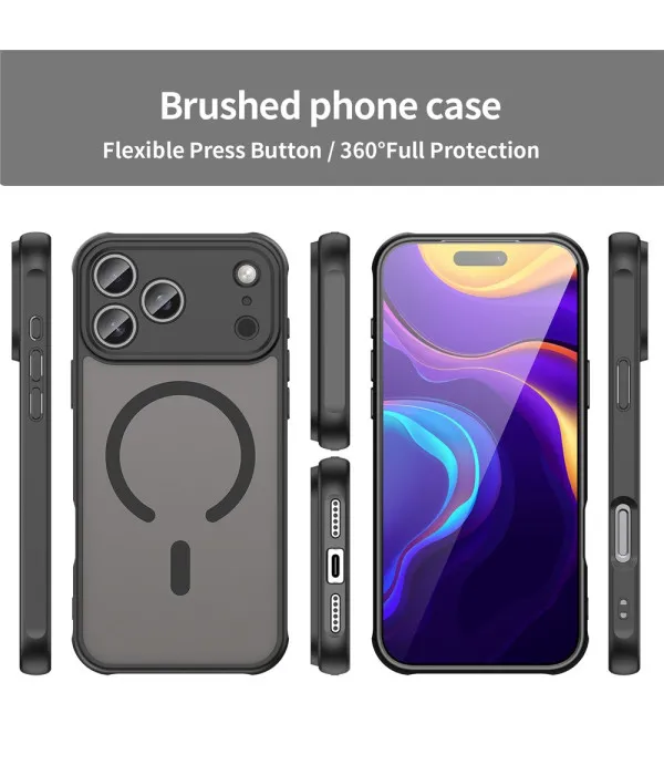 MagSafe maskica za iPhone 17 Pro Max crna s mat prozirnim leđima