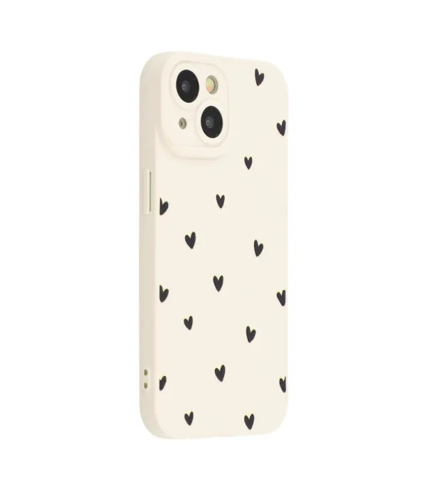 Heart Pattern TPU maska za iPhone 13 - Crna / Crvena srca