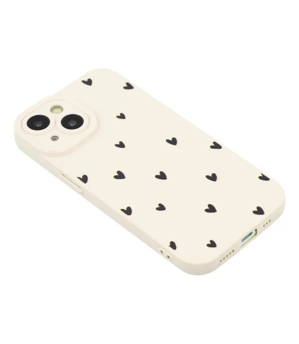 Heart Pattern TPU maska za iPhone 13 - Crna / Crvena srca