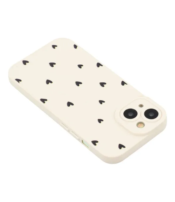 Heart Pattern TPU maska za iPhone 13 - Crna / Crvena srca