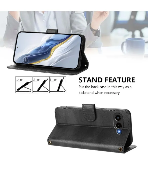 Retro Wallet Stand torbica s vezicom za T-Mobile T Phone 3 – Crna