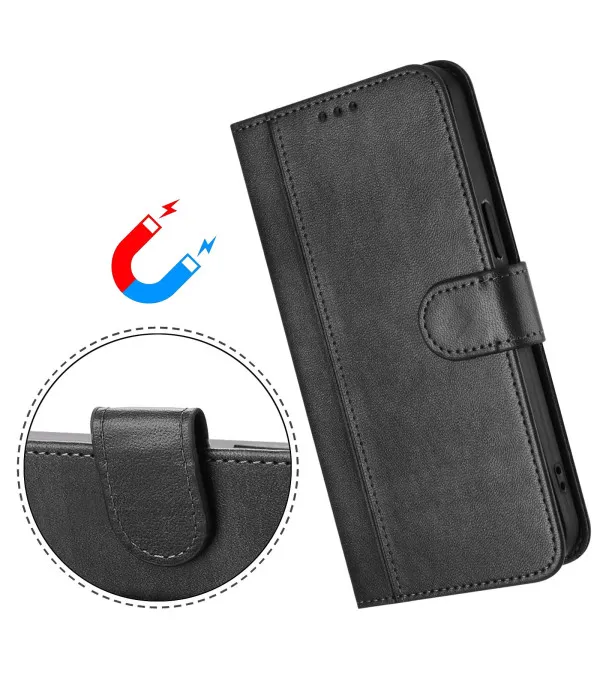 Retro Wallet Stand torbica s vezicom za T-Mobile T Phone 3 – Crna