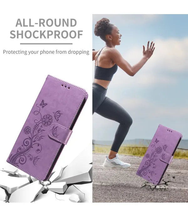 Novčanik preklopna torbica Butterfly Floral za Motorola Edge 70 5G - Ljubičasta