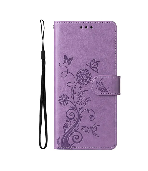 Novčanik preklopna torbica Butterfly Floral za Motorola Edge 70 5G - Ljubičasta