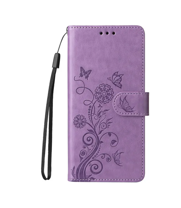 Novčanik preklopna torbica Butterfly Floral za Motorola Edge 70 5G - Ljubičasta