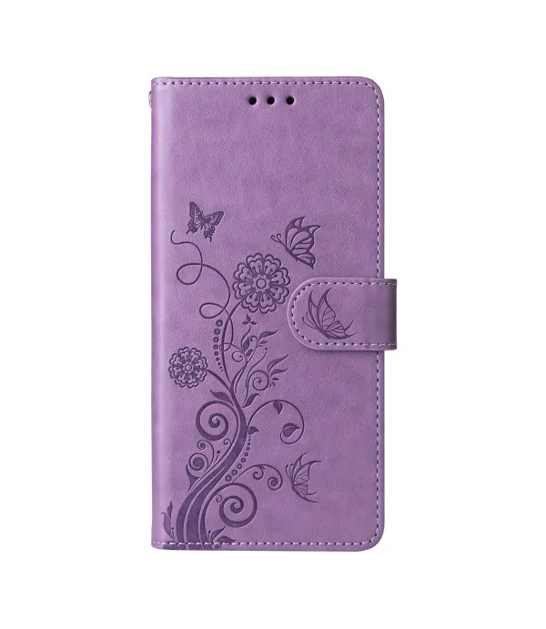 Novčanik preklopna torbica Butterfly Floral za Motorola Edge 70 5G - Ljubičasta