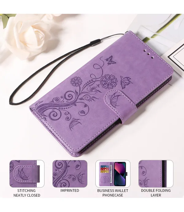 Novčanik preklopna torbica Butterfly Floral za Motorola Edge 70 5G - Ljubičasta