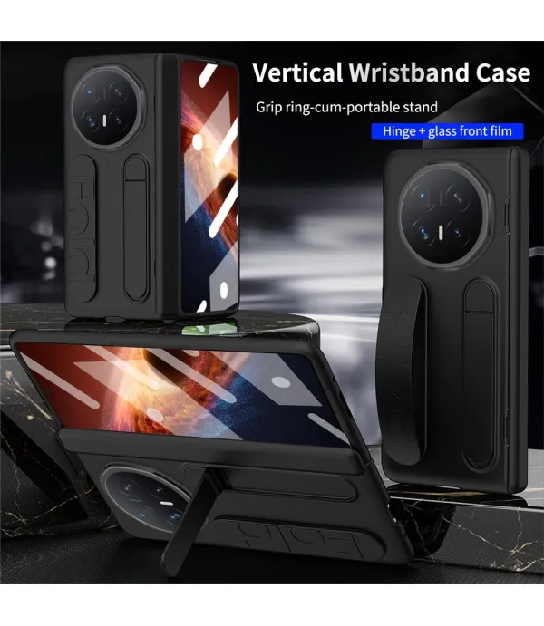 Kickstand Wristband Hard PC maska za Honor Magic V6 5G – Crna